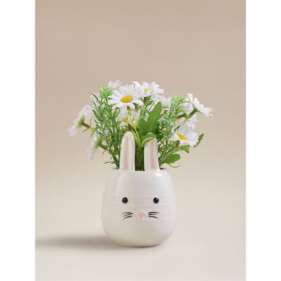 ASDA White Bunny Planter With Artificial Daisies