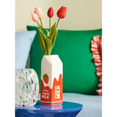 ASDA Red Artificial Tulip In Milk Carton Vase