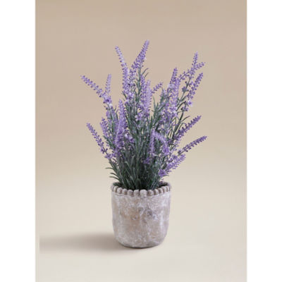 ASDA Purple Artificial Lavenders In Stone-Effect Cement Pot