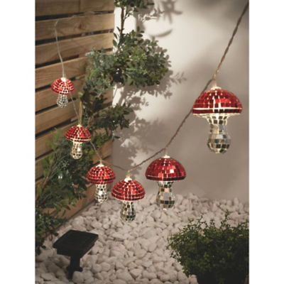 ASDA Red Disco Mushroom Solar String Lights