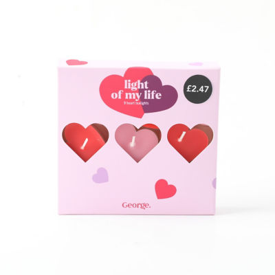 ASDA Valentines Heart Tealights 9Pk