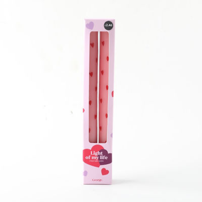 ASDA Valentines Heart Tapers 2Pk