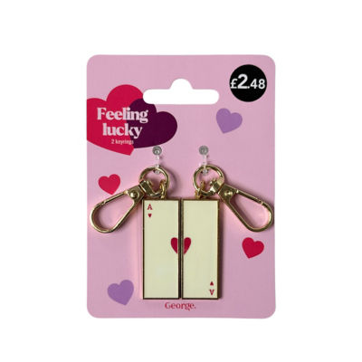 ASDA Valentines Keyring - Playing Cards 2Pk