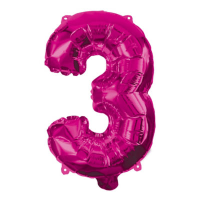 George Pink 95cm Number Helium Balloon No 3