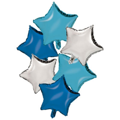George Silver, Blue & Light Blue Stars Balloon Bouquet