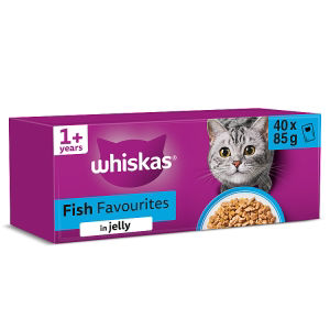 Whiskas Adult Cat Food Pouches Fish Favourites in Jelly 40x85g