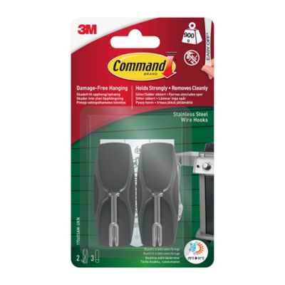 Command Outdoor Stainless Steel Wire Hooks, Black, 2Pk