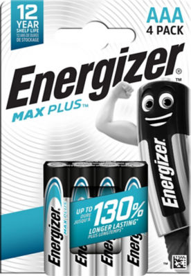 Energizer Max Plus AAA Batteries, Alkaline, 4 Pack