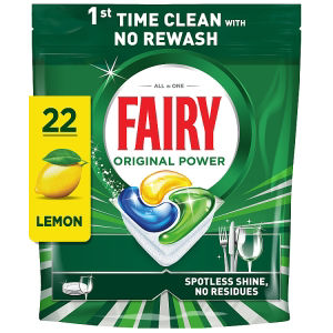 Fairy Original Power Dishwasher Tablets, Lemon, 22 Capsules