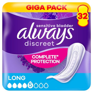 Always Discreet Incontinence Pads Women Long 32 Count