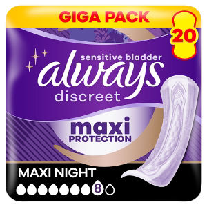 Always Maxi Night Sanitary Pads With Wings (Size 3) Pack Of 12, Up To 100% Protection, Individually Wrapped