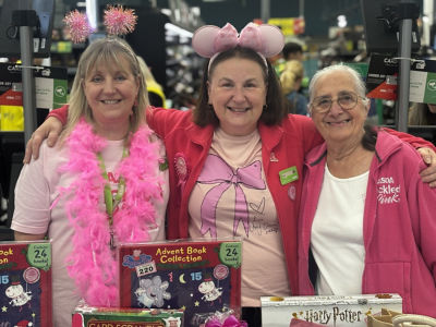'Breast friends' Helen, Pauline and Julie from Asda Thornaby use their personal breast cancer experience to support Asda Tickled Pink