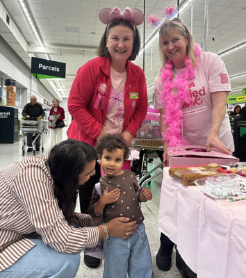 Customers at Asda Thornaby support Asda's Tickled Pink breast cancer charity campaign