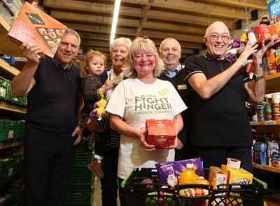 Asda Rhyl community champion Lisa with volunteers at Abergele District Foodbank