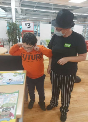 Amanda Hamil from Asda Gorseinon with Joseph Lewis