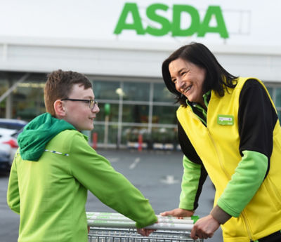 Jude and Kirstie outside the Antrim store