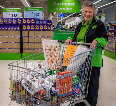 Community Champion Nichola with the donations