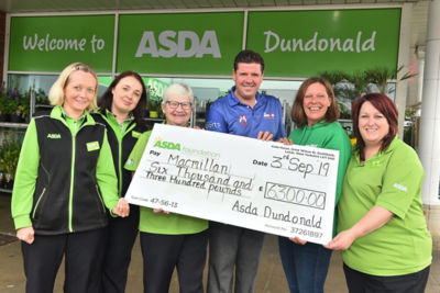 £6,300 donation to Macmillan Cancer Support from Asda Dundonald