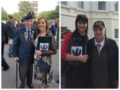Jacqui Benham and Katy Trapani from Asda are helping veterans at the 75th anniversary of D-Day