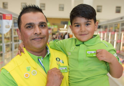 Huzaifah Ahmed and his dad Waqas at Asda St Matthews in Walsall