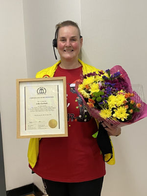 Julie Garbutt from Asda Seaham is known as the Crochet Lady