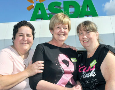 Carol Gibson, Rosie Bayliss and Anne Patmore from Asda Leamington Spa supporting Tickled Pink