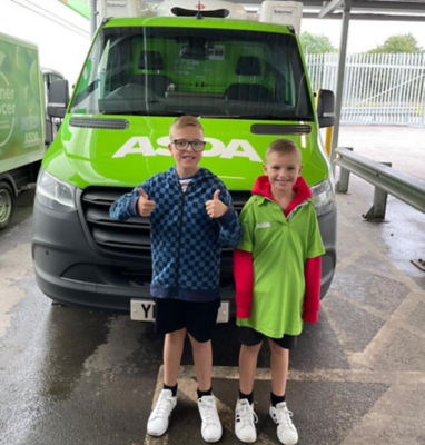 Lewis and Jacob Sinclair at Asda Queensferry