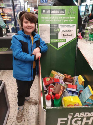 Lucas Waddell supports Bassetlaw Foodbank at Asda Worksop