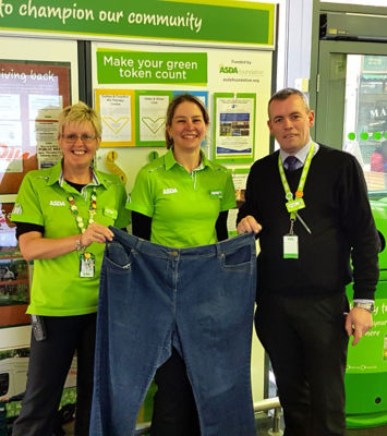 Asda Sutton colleague Amanda Wood with community champion Tracey Jacques and general store manager Stewart Choppin