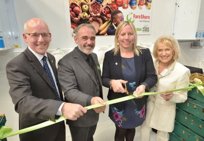 Asda chief customer officer Andy Murray with Lindsay Boswell and Simone Connolly from FareShare and charity patron Rosemary Conley