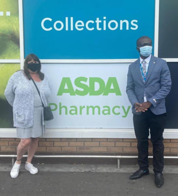 Asda Gloucester pharmacist Leo Duah-Gyawu helped Tracy Beard when she had a heart attack