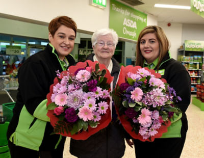 Customer Anna McGonagle says thank you to Jacqui Starrs and Louise Logue from Asda Omagh who helped when she had a nasty fall