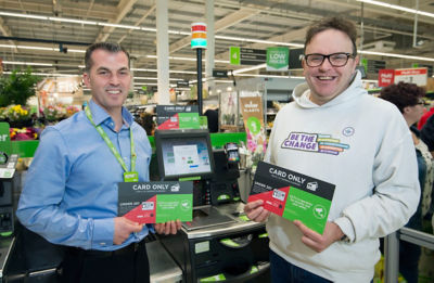 Disability campaigner David officially opens new user-friendly checkouts at Asda Grangemouth