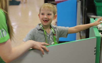 Little Dexter part of the team at Asda Leamington Spa