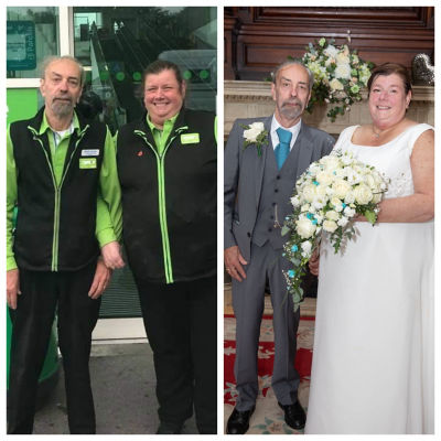 Asda Ashington newlyweds Ray Weatherley and Lynn Berrett
