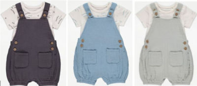 Product recall: Babywear 2 Piece Short Dungaree Set in charcoal, green and turquoise