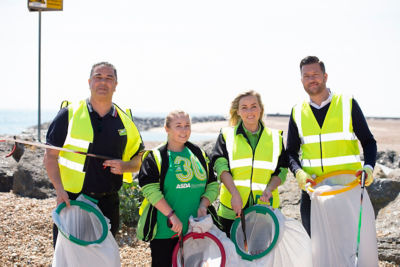 Asda colleagues from stores in Kent and East Sussex teamed up to clean Folkestone beach
