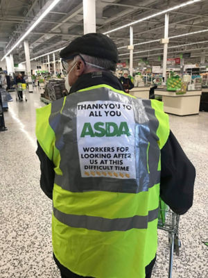 Asda Bedminster Peter made a hi-vis thank you message