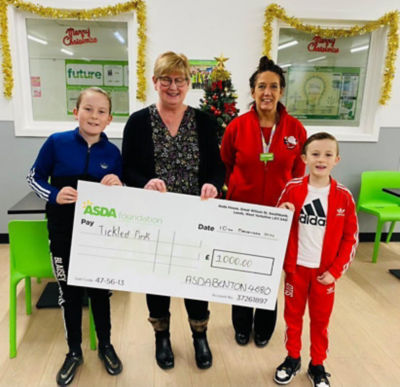 Blaise Dowling, 10, called in at Asda benton to see his grandma Ann after raising £1,000 for Asda Tickled Pink