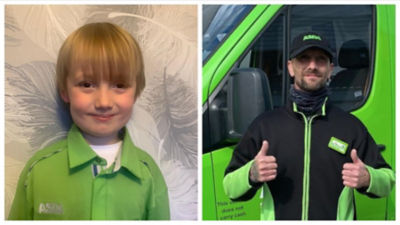 Rob Perry from Asda Blackpool and his son and Wyatt Perry