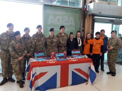 Members of Bootle Central Rifle Cadets collecting for the Poppy Appeal at Asda Bootle 