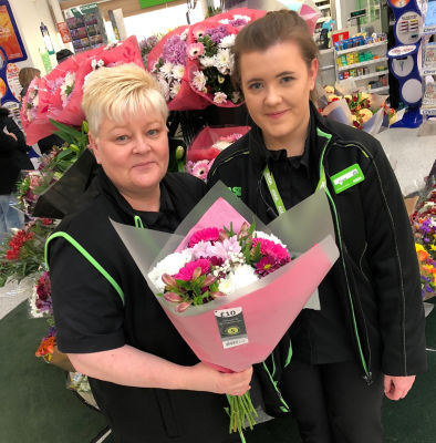Suzanne Gibbins and daughter Claire celebrate Mother's Day at Asda Byker