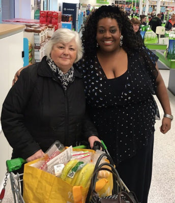 Customer Marion with ITV This Morning star Alison Hammond at Asda Byker