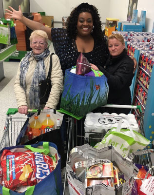 ITV This Morning star Alison Hammond with Asda Byker customers Pat and Carol