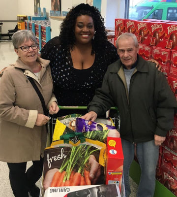 ITV This Morning star Alison Hammond with Asda Byker customers Dot and Colin 