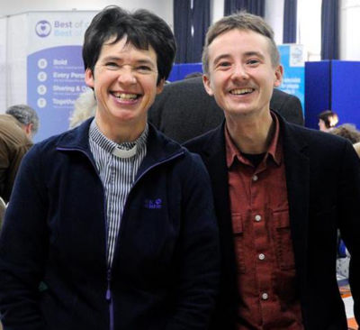Joe with Reverend Helen Burn at a Disability Medway Network meeting