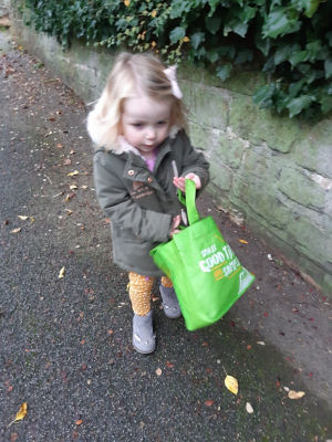 Chloe Williams with her Asda bag