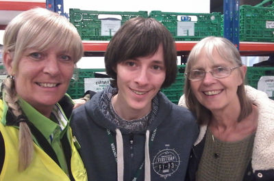 Asda Coventry community champion Lynda Cole with food bank volunteers