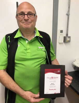 Blood donor Martin McCullagh from Asda Coventry