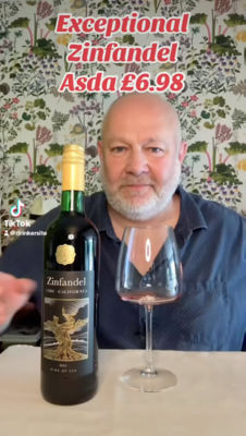 Instagram reel from Pete Turner @drinkersite trying Asda Exceptional Zinfandel wine